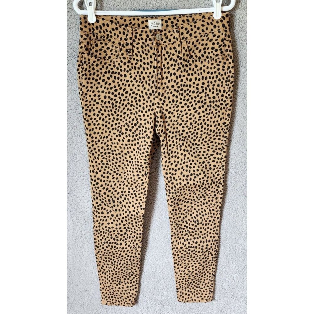 J. Crew Women's 9" Toothpick High‎ Rise Stretch Jeans Animal Print AQ774 Size 29